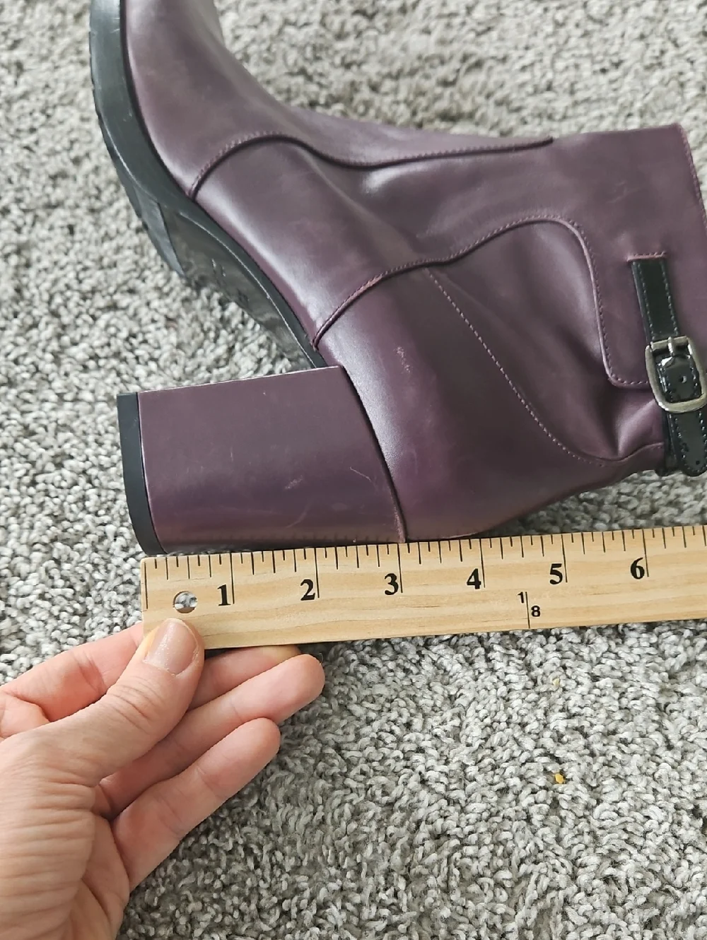 Aquatalia Plum Leather Block Heel Ankle Boots 6.5